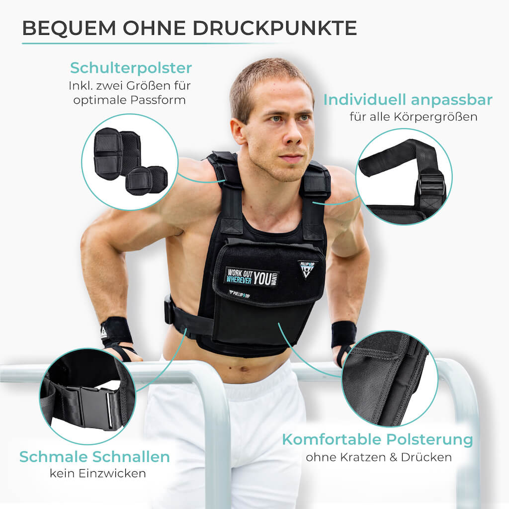 Gilet de poids Pullup & Dip avec des poids jusqu'à 15kg