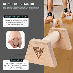 Poignées de pompes en bois avec poignée ergonomique, Wrist Wraps inclus