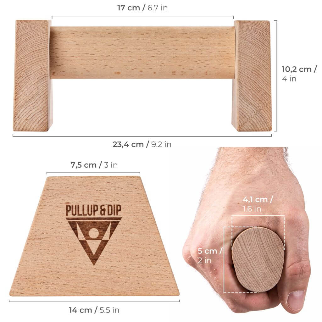 Poignées de pompes en bois avec poignée ergonomique, Wrist Wraps inclus